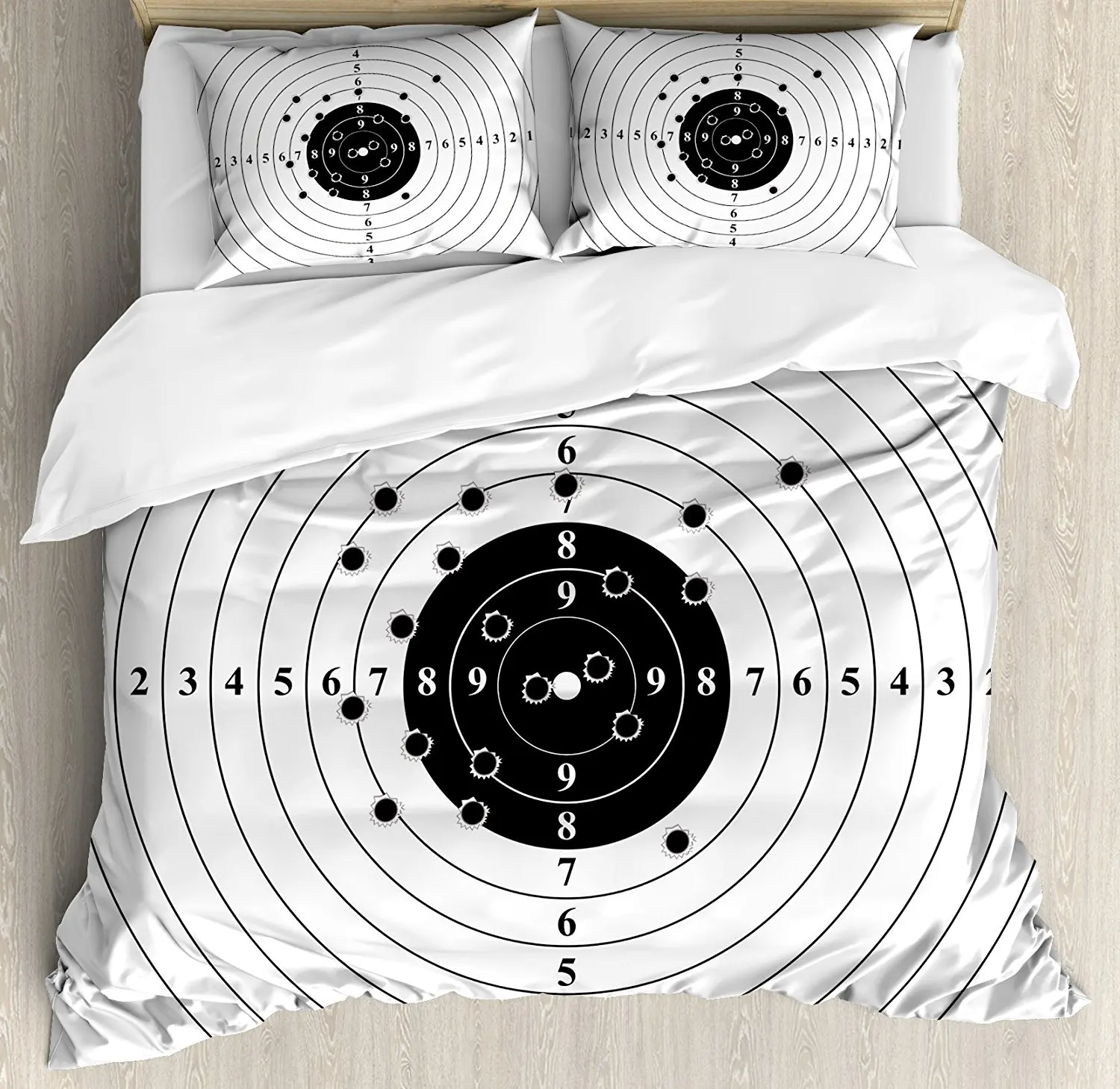 Black And White Duvet Cover Set Target Numbers And Bullet Holes