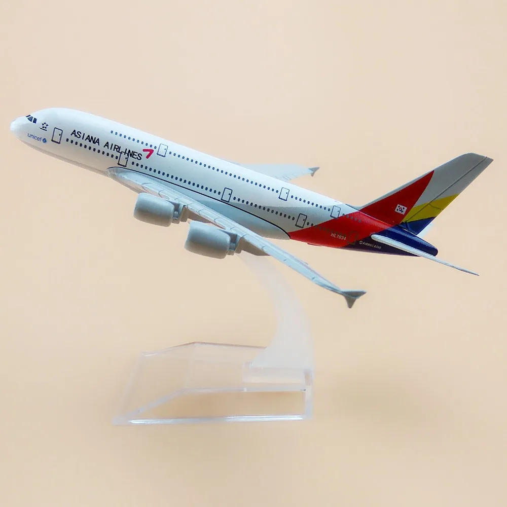 16 см сплав металла корейский Air Asiana Airbus 380 A380 Airways модель самолета Модель w Стенд