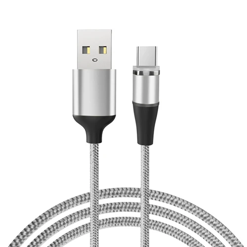 VOXLINK 1 м светодиодный магнитный USB кабель для iPhone Xs 6 7 и USB TypeC кабель и Micro USB нейлоновая оплетка для samsung Xiaomi huawei USB C - Цвет: Silver for Type C