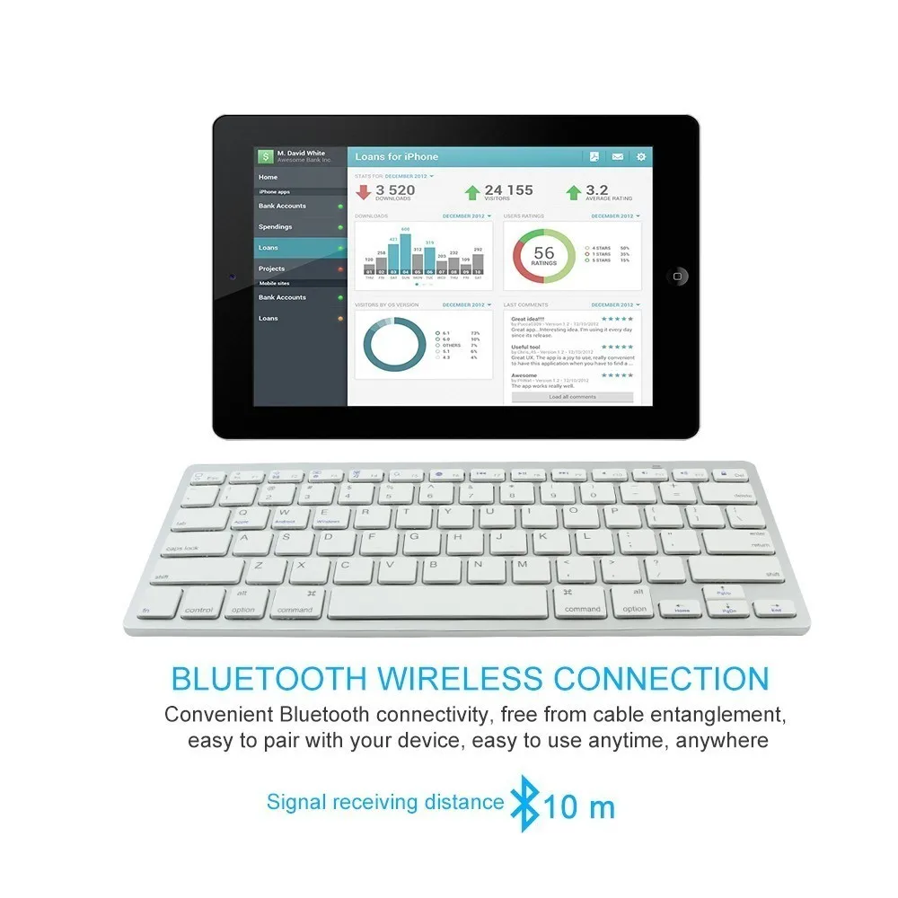 Bluetooth беспроводная Тонкая клавиатура для планшета, английский, русский, арабский, испанский, французский, немецкий, Мини Портативная Многоязычная клавиатура для ПК