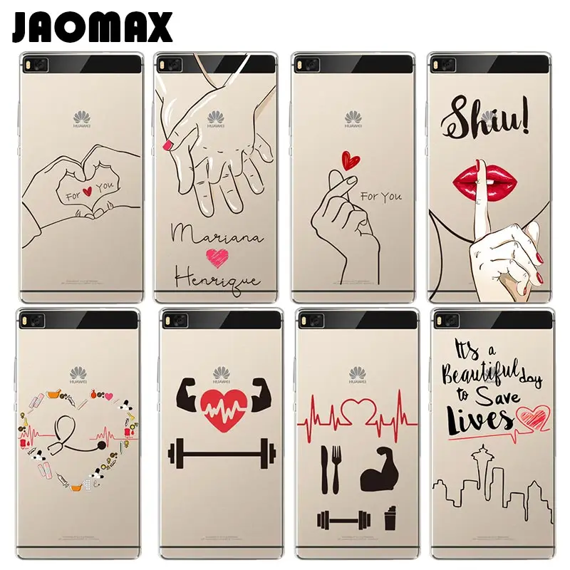 Jaomax Love Heart Couple Case For Huawei P10 PLUS P9 P8 Lite Mate 8 9 Pro Honor V8 5C Transparent Silicone Phone Cover Shell |