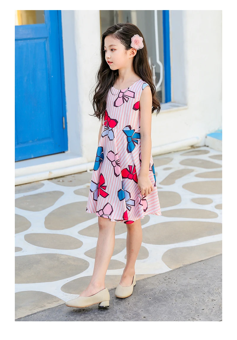 baby girl summer dress 2018 with bow pink blue print teenage children dresses girls 6 sleeveless kids party dresses for girls 4 5 6 7 8 9 10 11 12 13 14 15 years big little baby girl summer dress 2018 princess dress children (22)