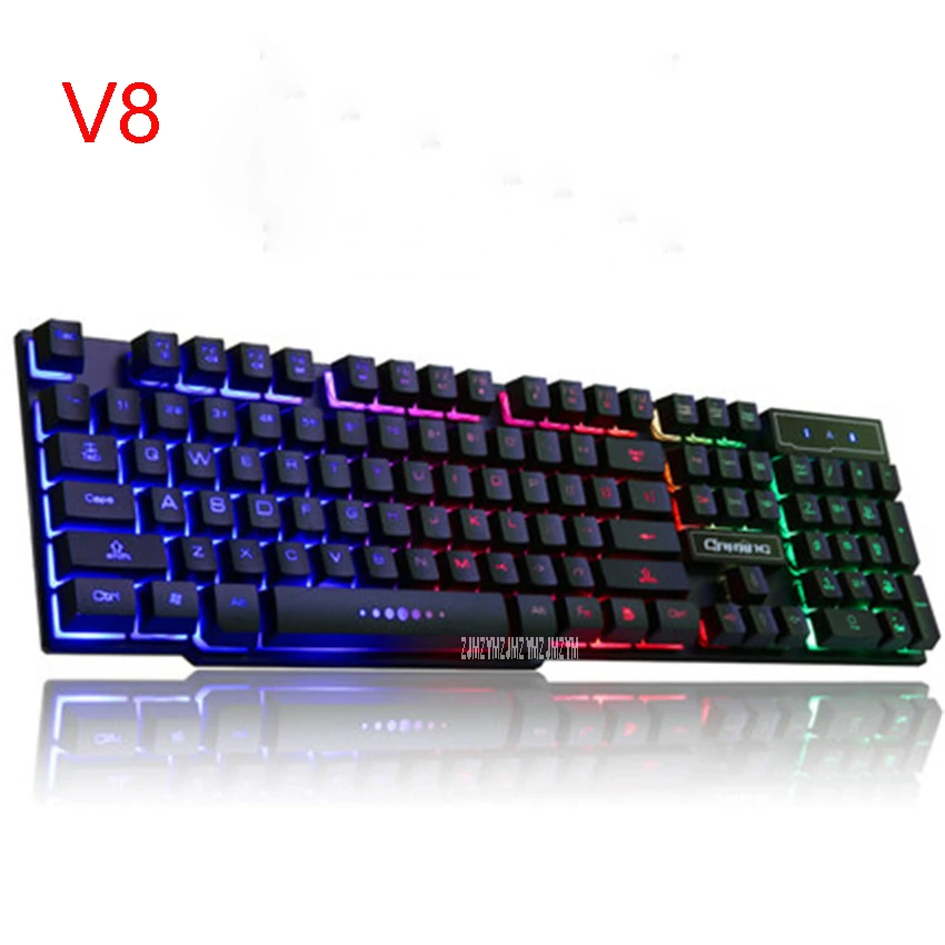 

V8 Keyboards Backlight Game Computer Desktop Home Luminous Machine Touch Notebook External USB Wired Keyboard 104 keys 442*135mm