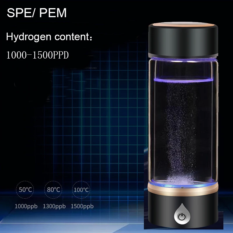 1 SPE/PEM водород богатый генератор бутылка с ионизатором воды со сливным отверстием Seperate H2 и O2 высокий чистый водород ПЭТ бутылка использования