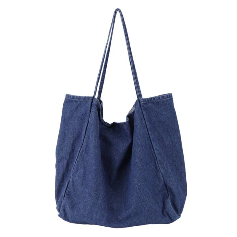 2018 Big Bag Denim Blue Shoulder Bags Tote High Quality Large Capacity Handbag Denim Fabric