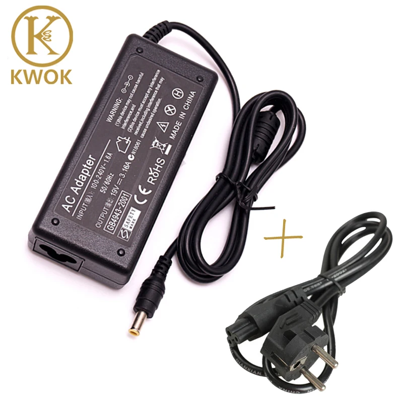 19V 3.16A AC Power Laptop Adapter + EU Power Cord Cable