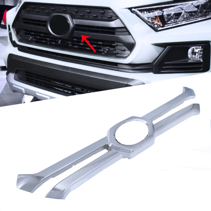 

2pcs For Toyota RAV4 Rav 4 Adventure 2019 2020 Car-styling ABS Chrome Front Grill Decoration Strips Cover Trim Accessories