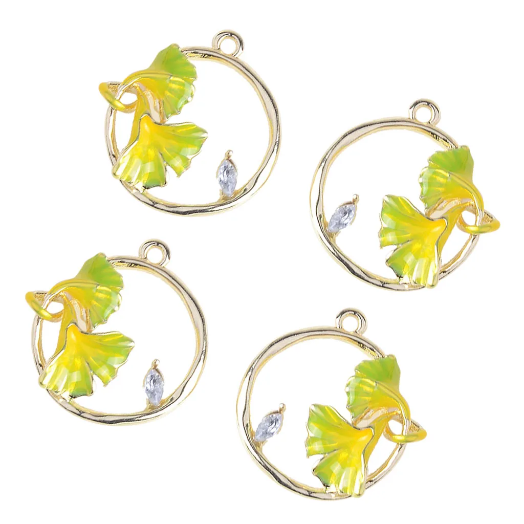 4pcs Ginkgo Leaf Charms Pendants Earrings Jewelry Findings Ornaments Kid Gift
