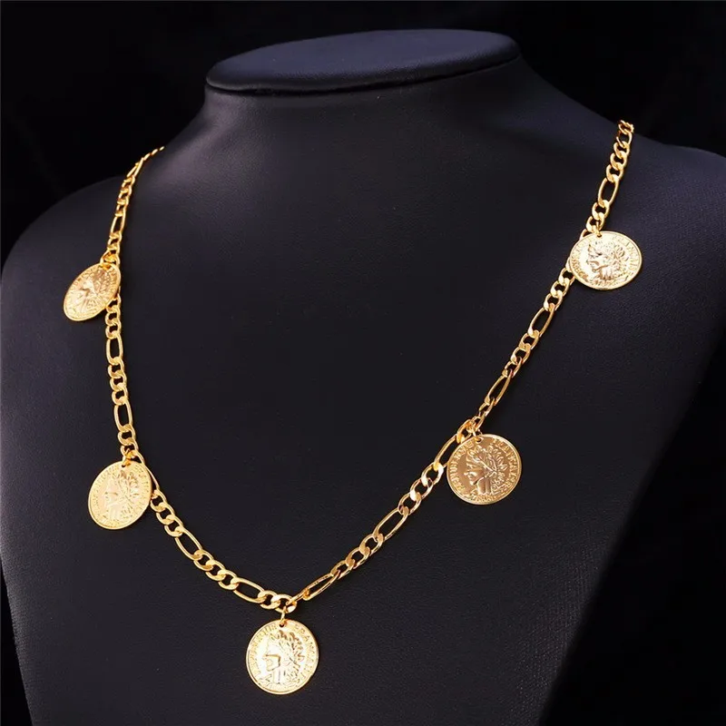 Kpop Coin Necklaces Money Symbol Gold 