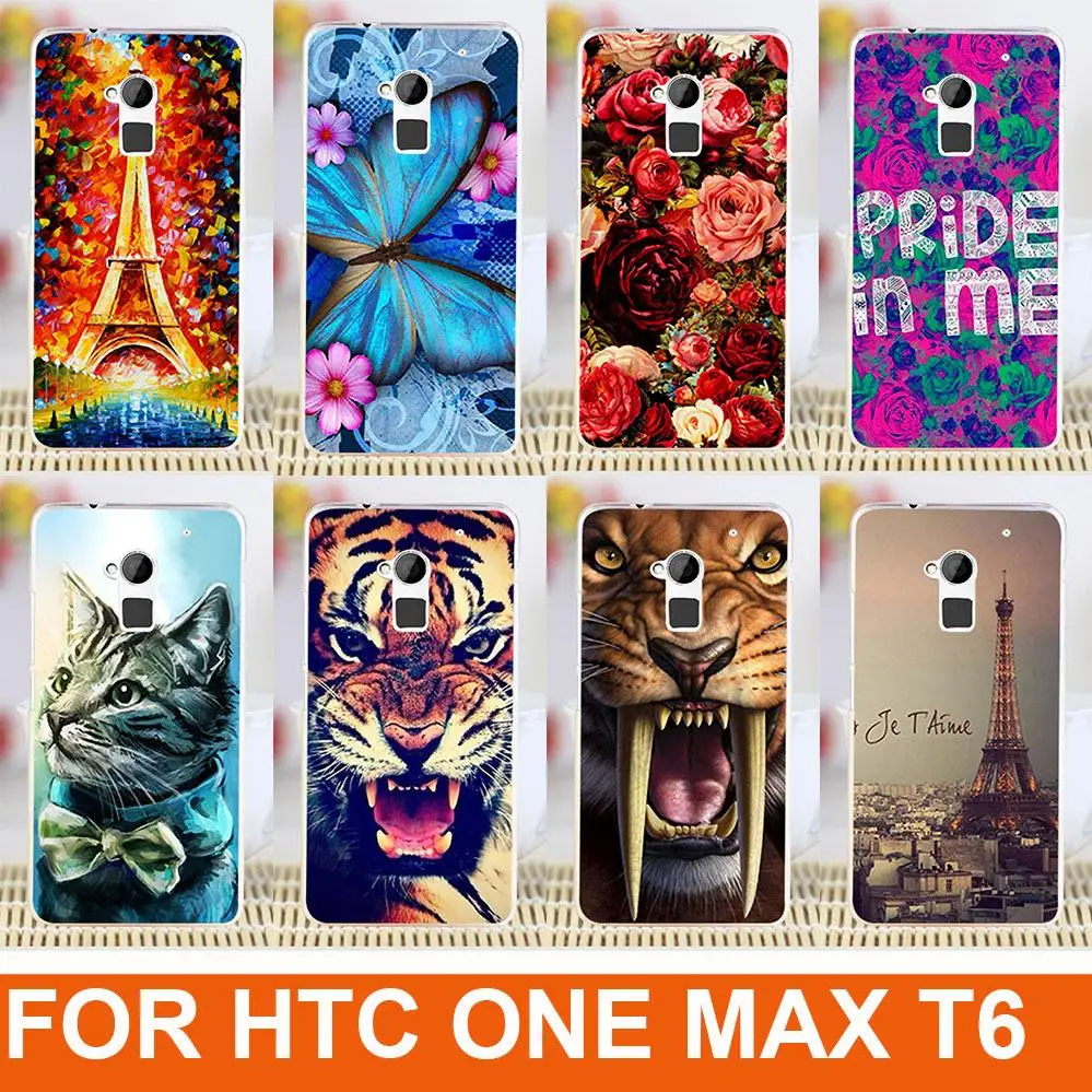 Чехол для телефона HTC One Max T6 с 14 рисунками цветной чехол из жесткого пластика