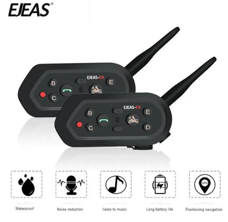 

EJEAS 2PCS Helmet Headset Motorcycle Intercom Bluetooth Interphone Moto Helmet Intercom Motorcycle Moto Intercom For 6 Riders