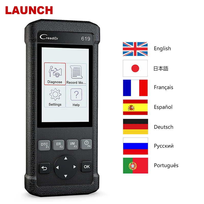 Launch CR619 OBDII Автомобильный сканер SAS ABS SRS подушка безопасности многоязычный