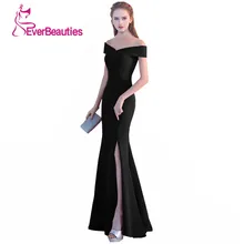 Вечернее платье-Русалка, черное платье для выпускного вечера, сексуальное длинное вечернее платье с разрезом по бокам, v-образный вырез, Robe De Soiree Avondjurk