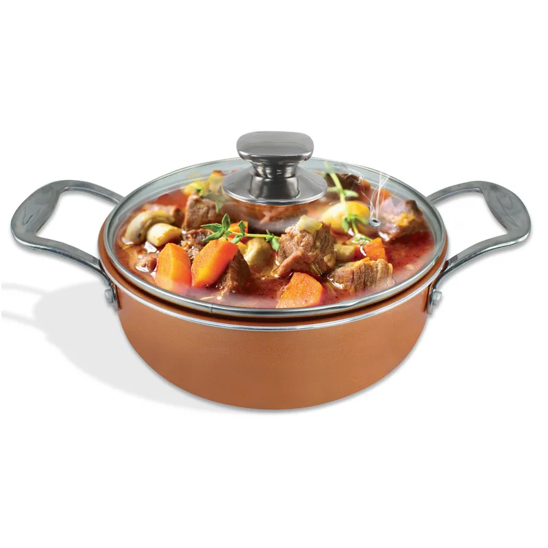 Grand Innovation Dishwasher Safe Copper Ceramic Coated 9 Inch 2 Handle