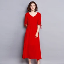 Весеннее и летнее Шифоновое Платье макси с коротким рукавом женское толстое мм Плюс свободное однотонное раннее осеннее женское платье тонкое BL80