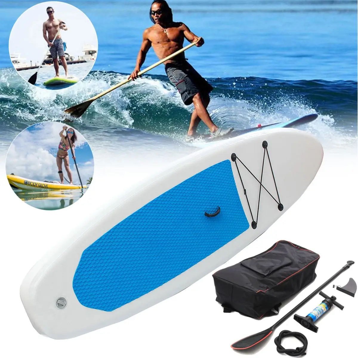 

Gofun 122x27x4 inch Stand Up Paddle Surfboard Inflatable Board SUP Set Wave Riders + Pump inflatable surf board paddle boat