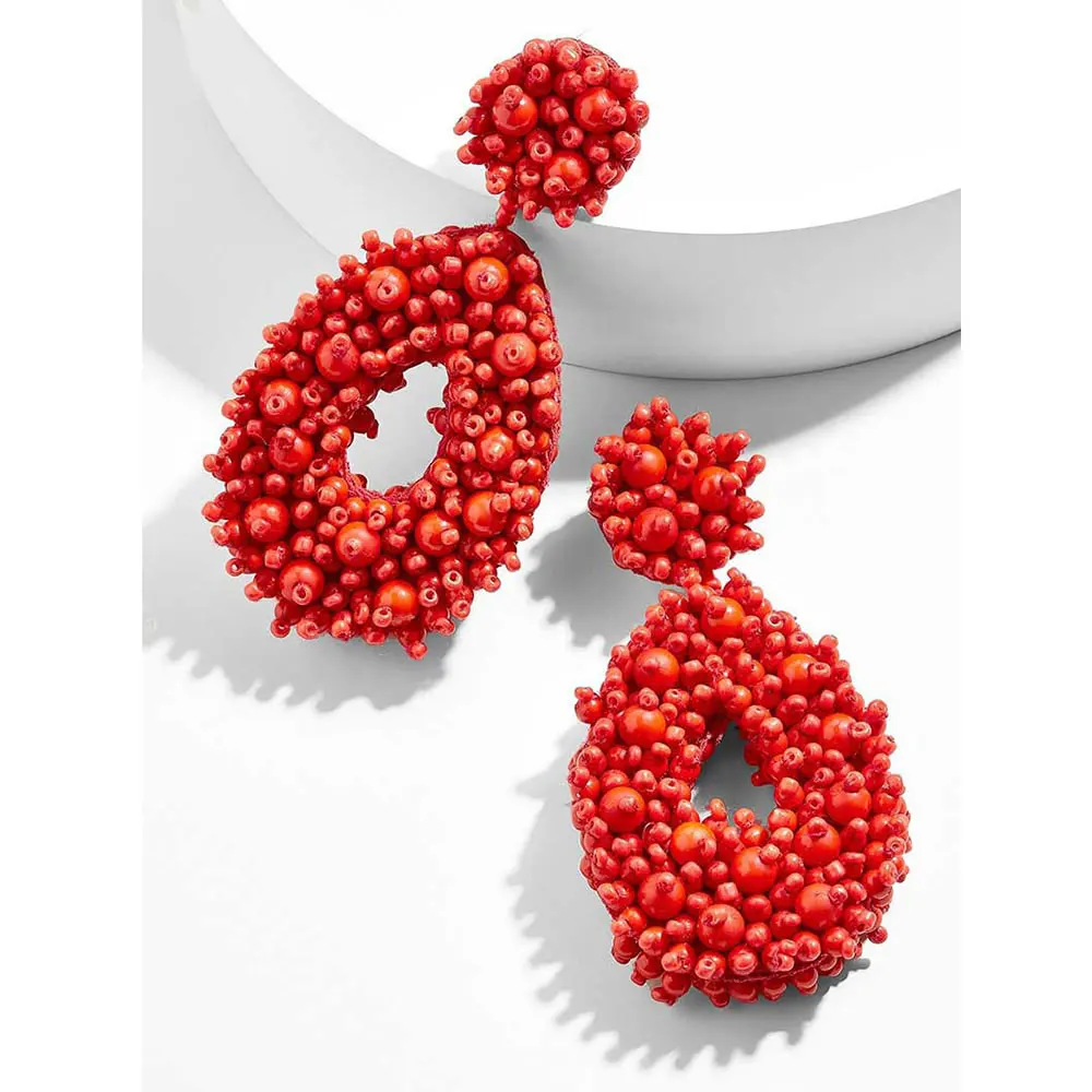 Лучшие женские красные серьги ручной работы из бисера, ювелирные изделия для женщин, Висячие висячие серьги с бахромой, серьги для свадебной вечеринки - Окраска металла: Red 20