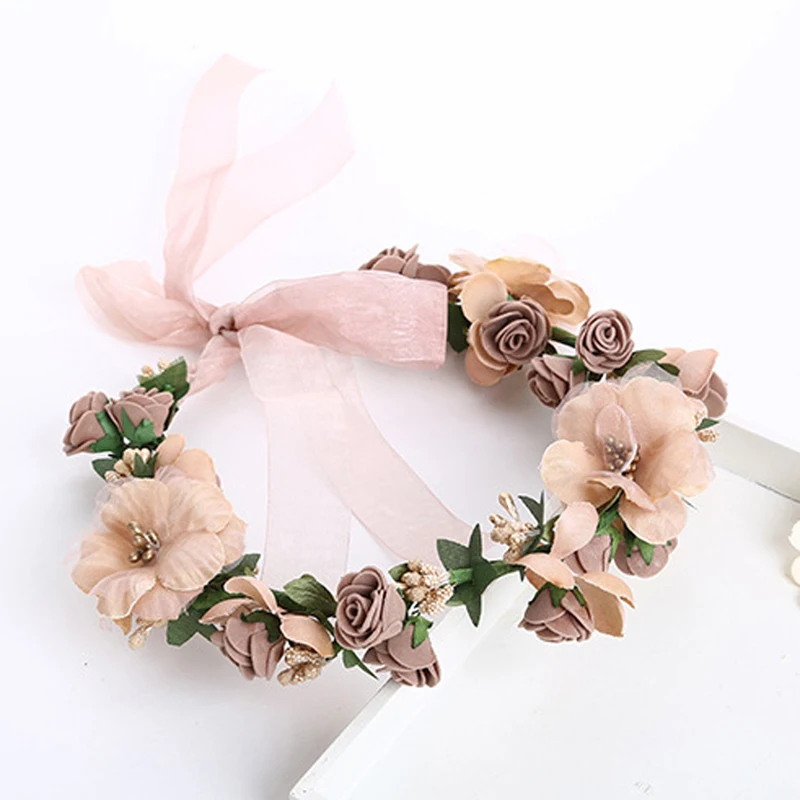 

Women Wedding Flower Hair Garland Crown Headband Floral Wreath Hairband Plastic Cloth 50cmx6cm