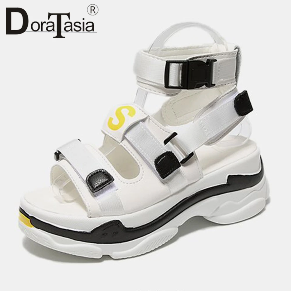 

DORATASIA New INS Hot Thick Platform Sandals Women 2019 Summer Fashion Flat Dad Shoes Casual Women Wedges Shoes Woman