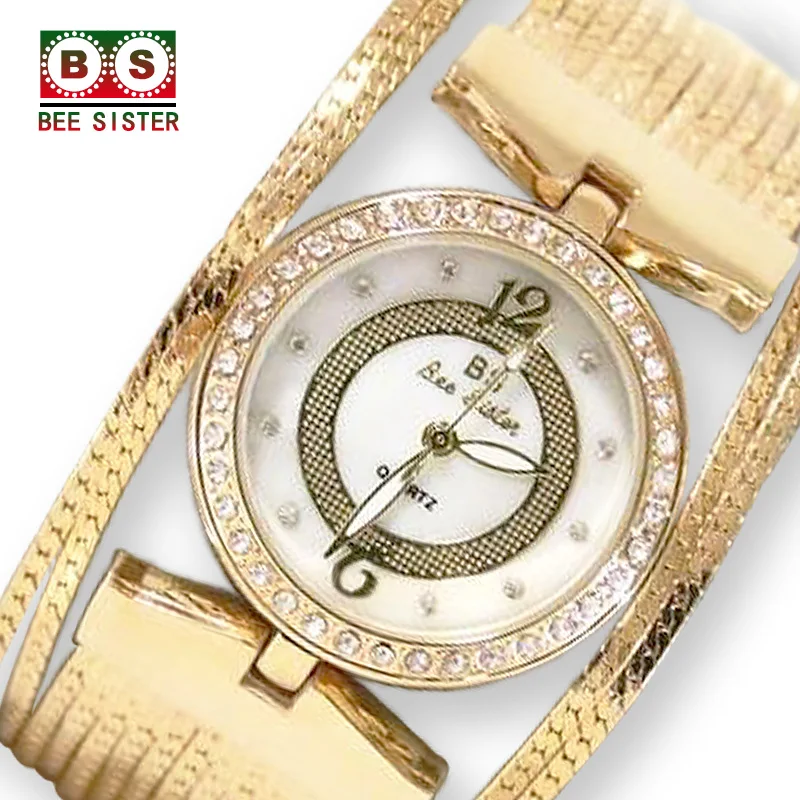 Модные кварцевые женские часы бренда BS reloj mujer браслет для часов золотые наручные