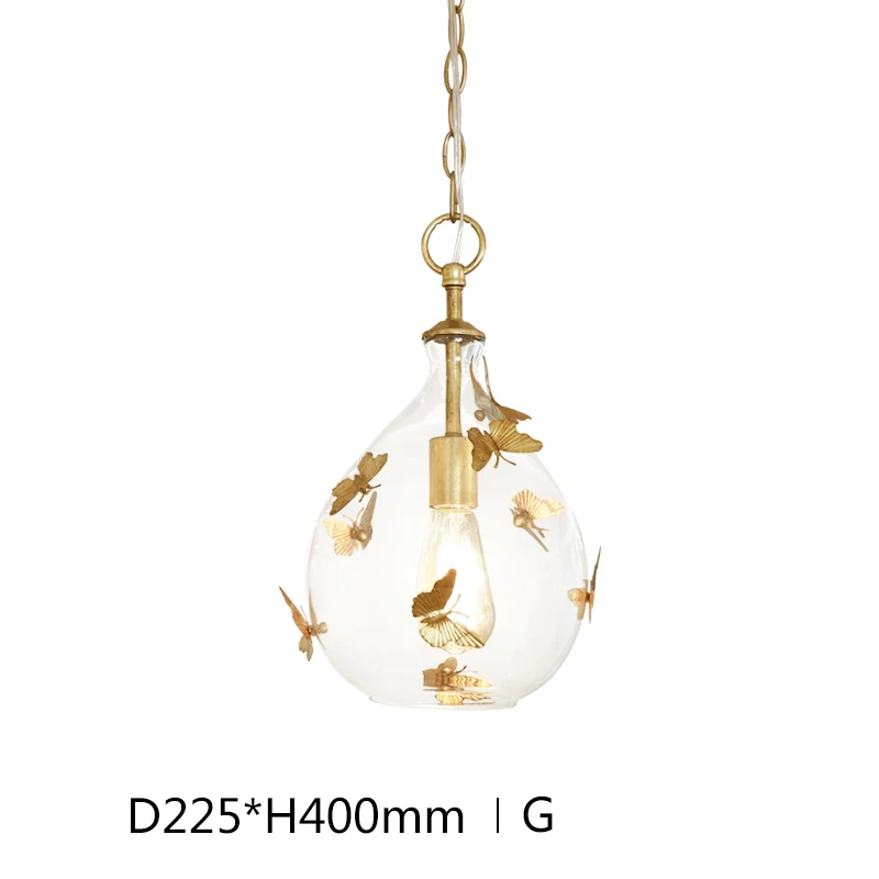 Современный Стеклянный светодиодный светильник для спальни, гостиной, кухни, светодиодный подвесной светильник, подвесной светильник с золотыми бабочками - Цвет корпуса: G