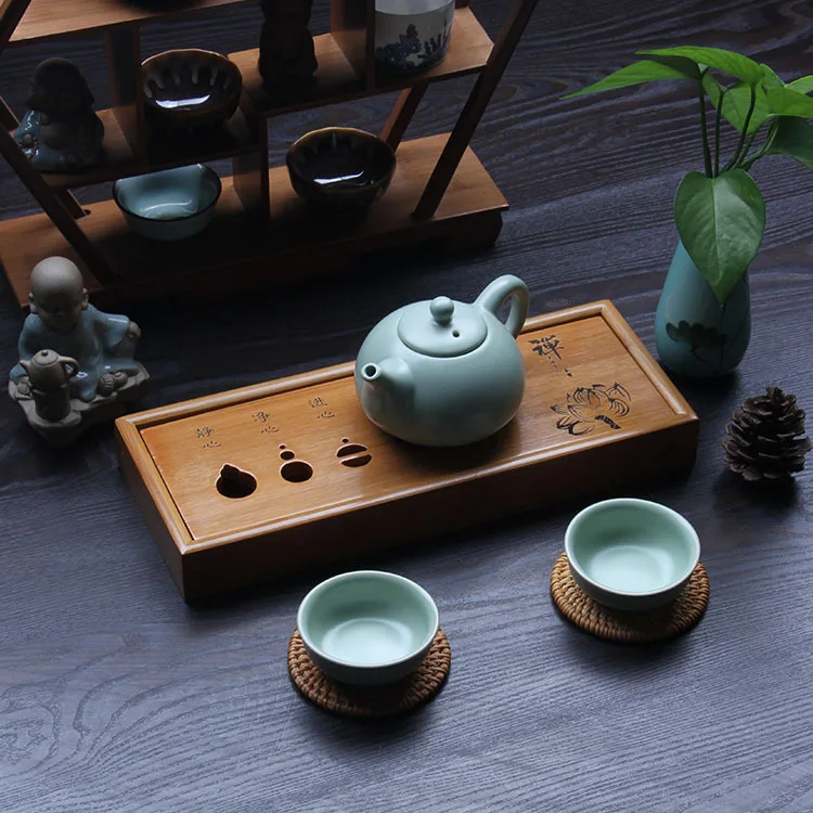 Чайный поднос из натурального дерева, бамбука, пуэр, чайный набор кунг-фу, настольная доска, Китайская традиционная культура, инструменты для церемонии, чайный набор