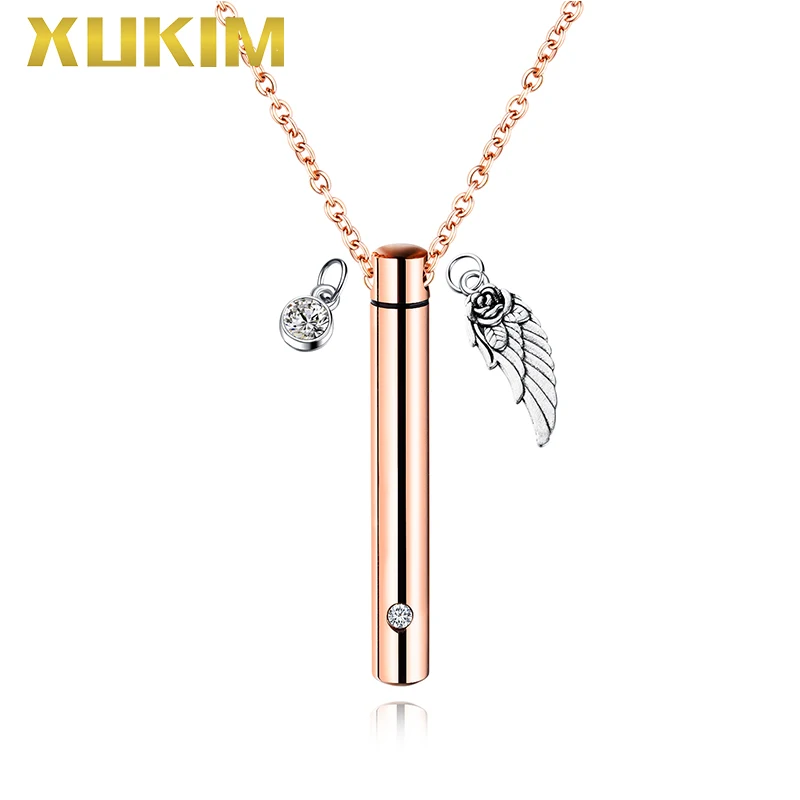 WPO407 4 Xukim ювелирные изделия Духи Ожерелье Подвески цилиндр ПЭТ кость пепельница