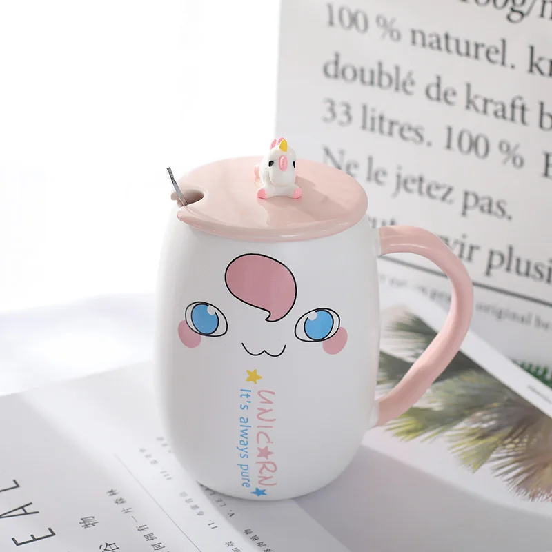 Новинка модная Милая мультяшная кружка в Instagram керамическая для чая с крышкой