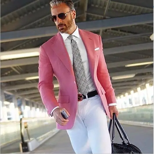 Di Colore Rosa caldo del Vestito Degli Uomini Giacca Formale Uomo Vestito  Con Pantaloni Bianchi Smart Casual Affari Terno Slim Fit Tuxedo Coat Jacket  costume Homme - AliExpress Men's Clothing