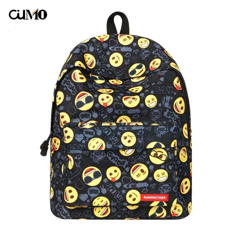 

Ou Mo brand Cartoon Smile Face laptop man backpack computer bag anti theft backpack Women school Bag teenagers travel Backpack