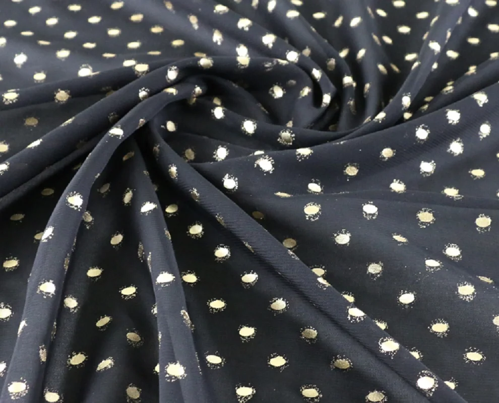 polka dots embossed print chiffon fabric gauze pearl embroidery chiffon