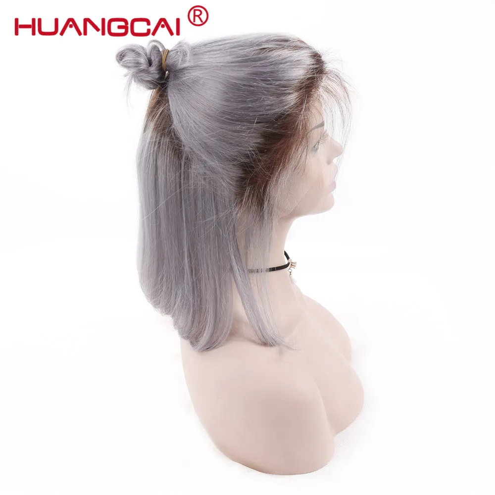 Серебристо-серый бразильский кружевной передний парик al короткие человеческие волосы боб парик Ombre 1B/серый прямые волосы фронта
