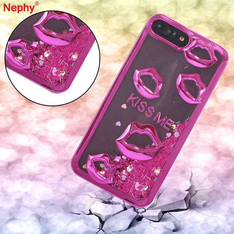 Nephy Bling Sexy Kiss Quicksand Case For iPhone 6 6s 7 8 Plus 5 5s se X Samsung Galaxy S7 Edge S8 S9 Soft Cover |