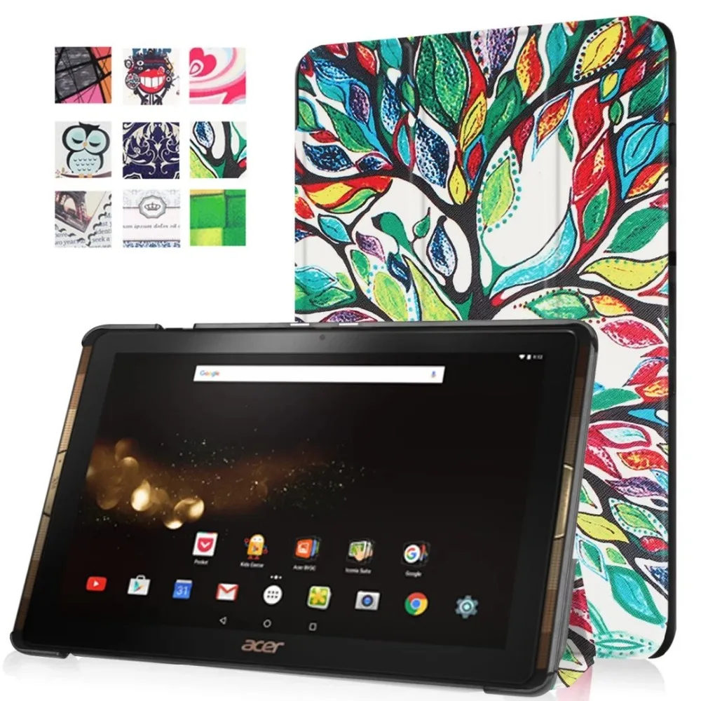 

Ultra Slim Print Case For Acer Iconia Tab 10 A3-A40 One 10 B3-A30 10.1 inch Tablet PU Leather Case Folding Stand Cover + Pen