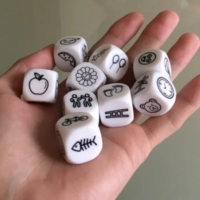 9 pcs Dice Telling Story with Bag Story Dice Game English Instructions Family/Parents/Party Funny Imagine Magic Toys