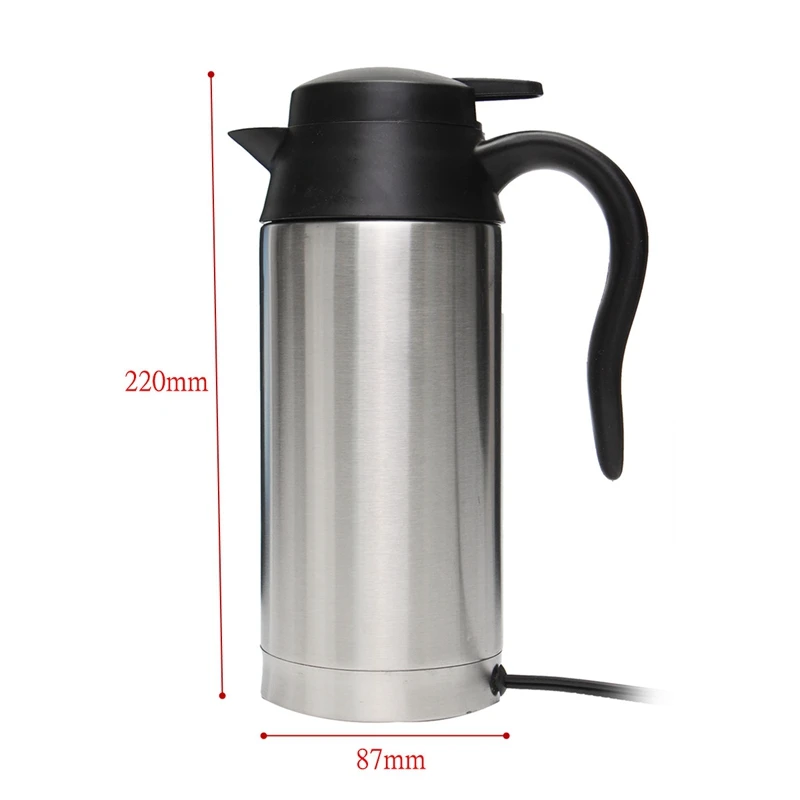 12V Electric Kettle 750ml Insulation Pot Stainless Steel In-Car Bottle Travel Trip Heated Mug Motor Hot Water For Car Truck