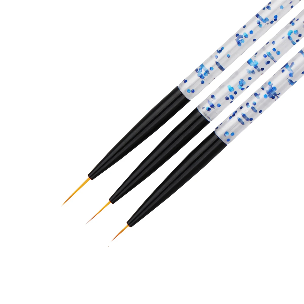 

7/9/11mm 3Pcs/Set Nail Art Acrylic Handle Lines Stripes Liner Painting Pen Flower Pattern Design Drawing Brush Manicure Tools