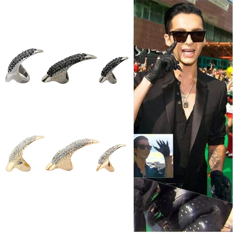 

1 Pcs Man Punk Finger Rings Gold Black Eagle Claw Nail Art Decor Party Ring KQS8