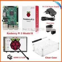 Raspberry Pi3 Model B Board+3.5″ LCD HDMI Screen Monitor Display TFT LCD Module 1920×1080+5V 2.5A Power Supply +Heat Sinks+ Case