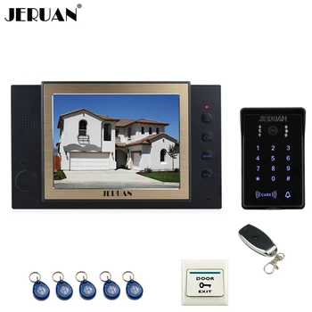 

JERUAN 8 inch TFT video doorphone Record intercom system New RFID waterproof Touch Key password keypad Camera 8G SD Card