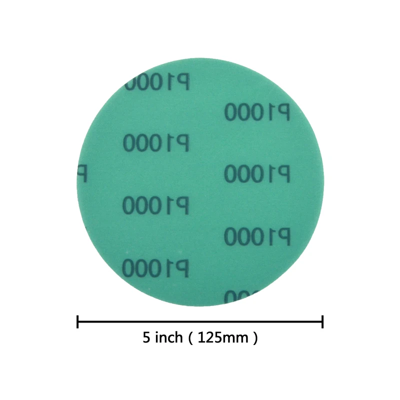 POLIWELL 5 шт. 125 мм зеленая ПЭТ пленка шлифовальная дисковая заточка 60 до 2000 Водонепроницаемый Анти-засорения наждачной бумаги крюк и петля абразивные инструменты
