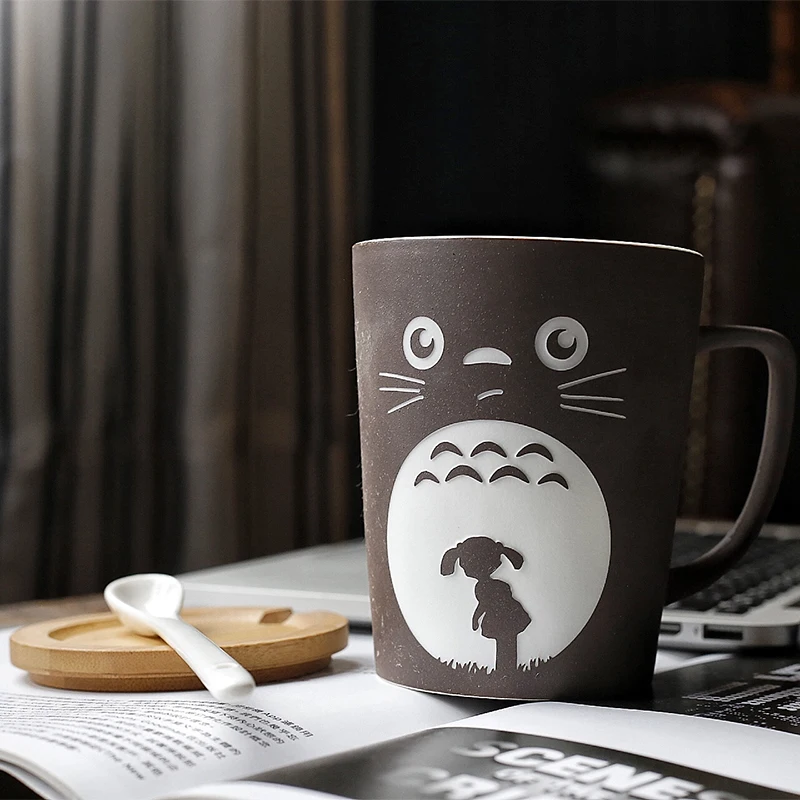 Милый мультфильм Tonari No Totoro керамика кофейная кружка аниме большой емкости Шиншилла чайная чашка с крышкой Ложка Рождественский подарок