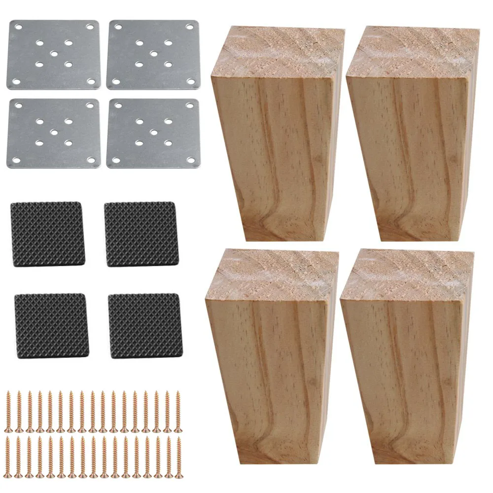 4pcs 12cm Height Solid Wooden Right Angle Trapezoid Furniture Legs Sofa Bench Closet Cabinet Feet Couch Dresser Armchair foot