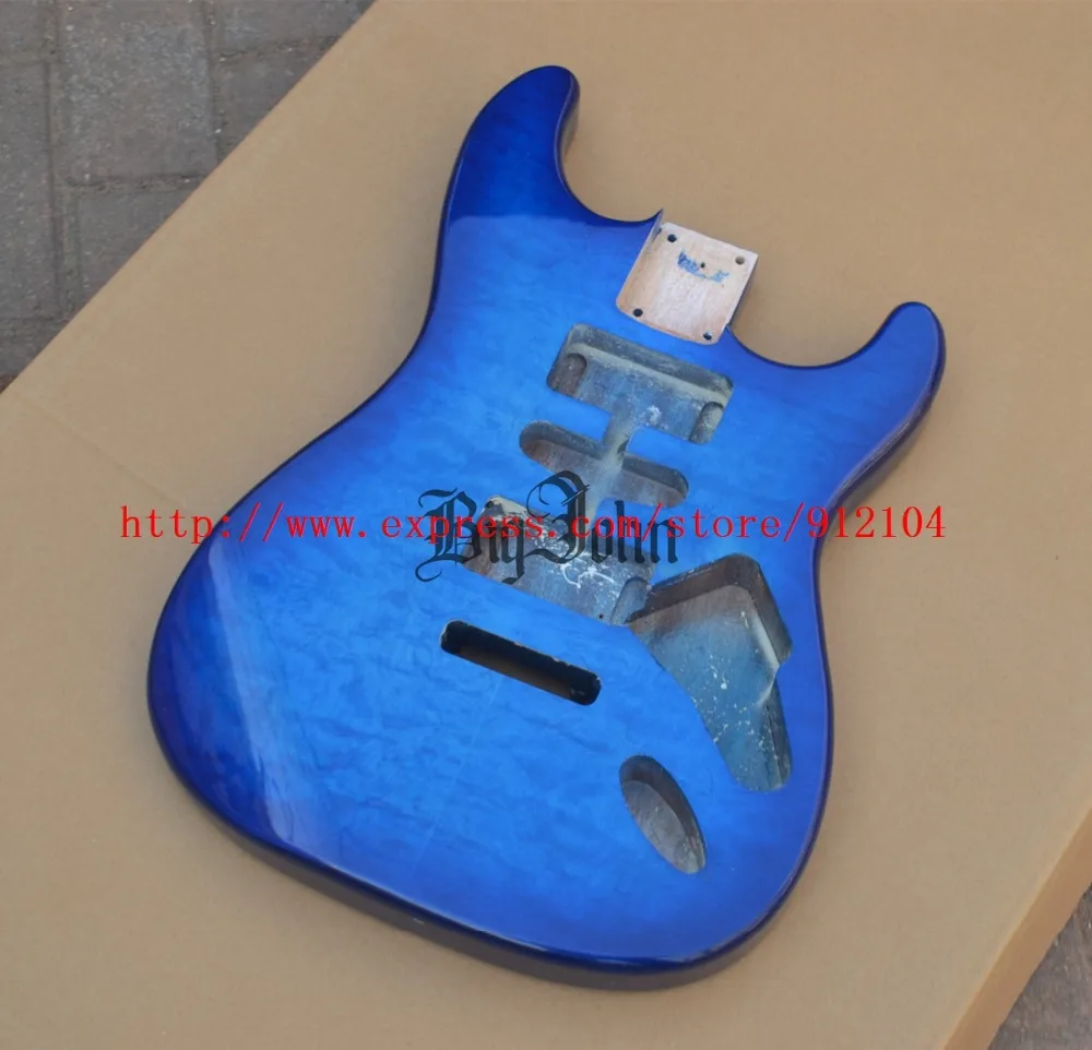 

free shipping new single wave electric guitar blue mahogany body with sticking tigger stripes F-2171