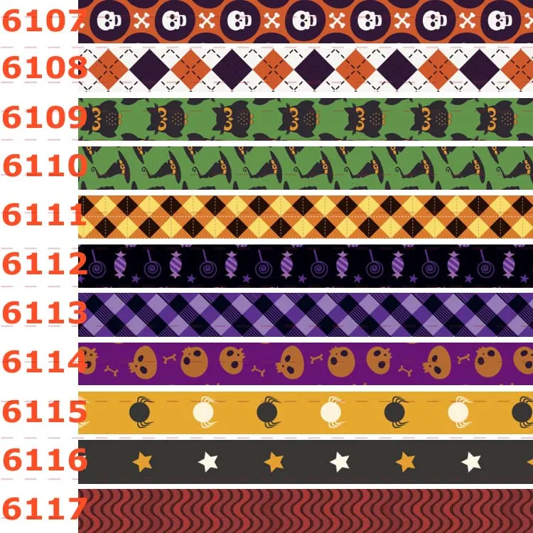 

New 50 yards festival halloween ribbon printed grosgrain ribbon 6107-6117