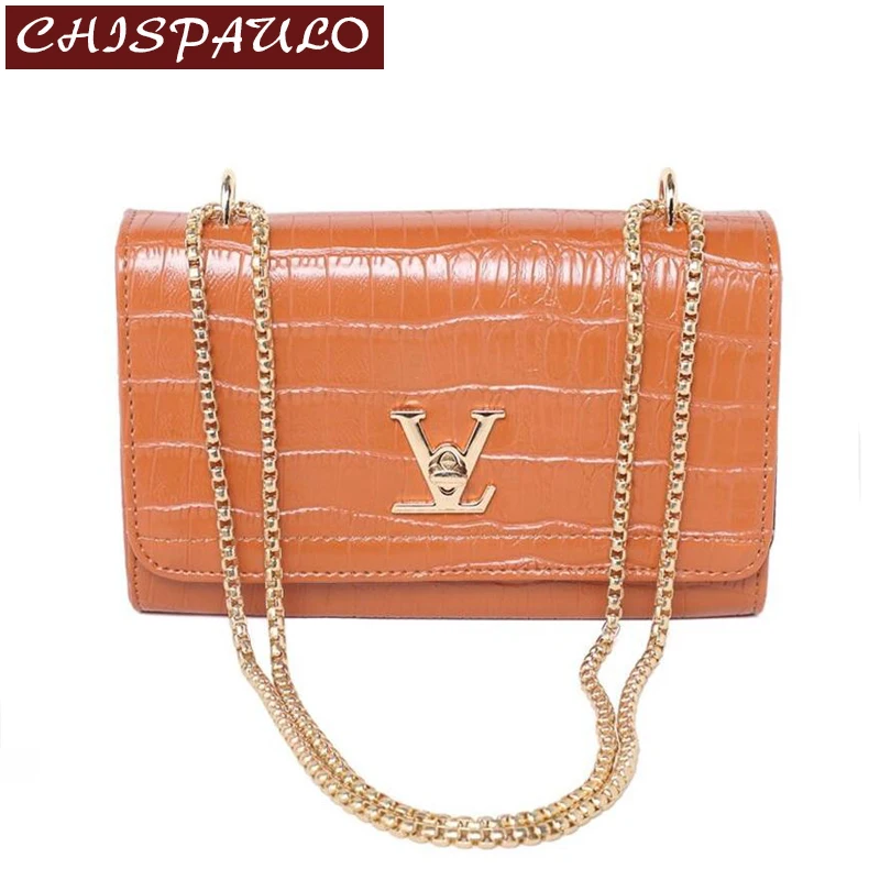women fake designer bags V Chain bag Ladies Handbags high quality shoulder bag Alligator women ...