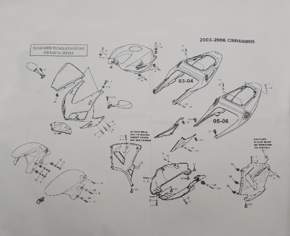 Полный обтекатель болт гайка винт комплект для HONDA CBR600RR CBR 600 RR 2003-2006 2003 2004 2005 2006 Мотоцикл аксессуары