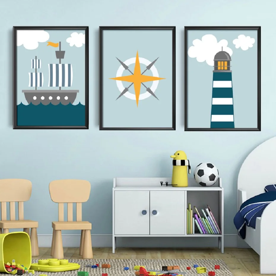 Nursery Printable Lighthouse Modern Wall Art Prints Poster Canvas Art