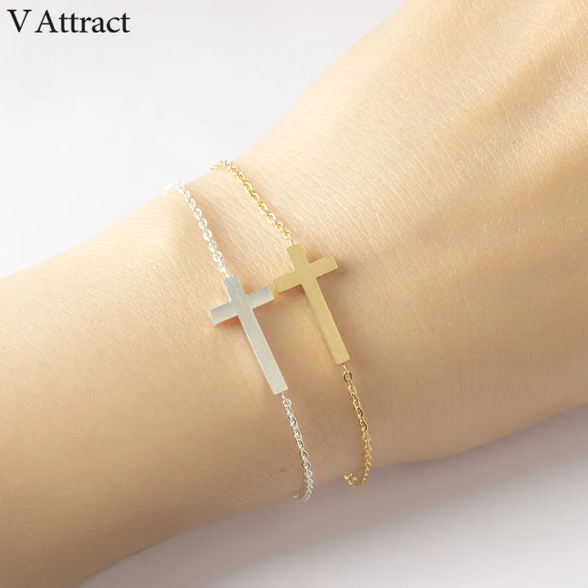 V привлечь минимализм Bijoux Femme крест-накрест крест браслет Для женщин Для мужчин Jewelry цвета: золотистый, серебристый Нержавеющая сталь Pulseira Masculina