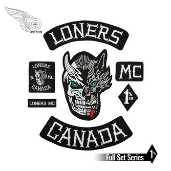 

Full Set Loners Nomads Mc 1% Embroidered Motorcyle Biker Vest Jacket Large Back Patch 7 pcs Set Free Shipping